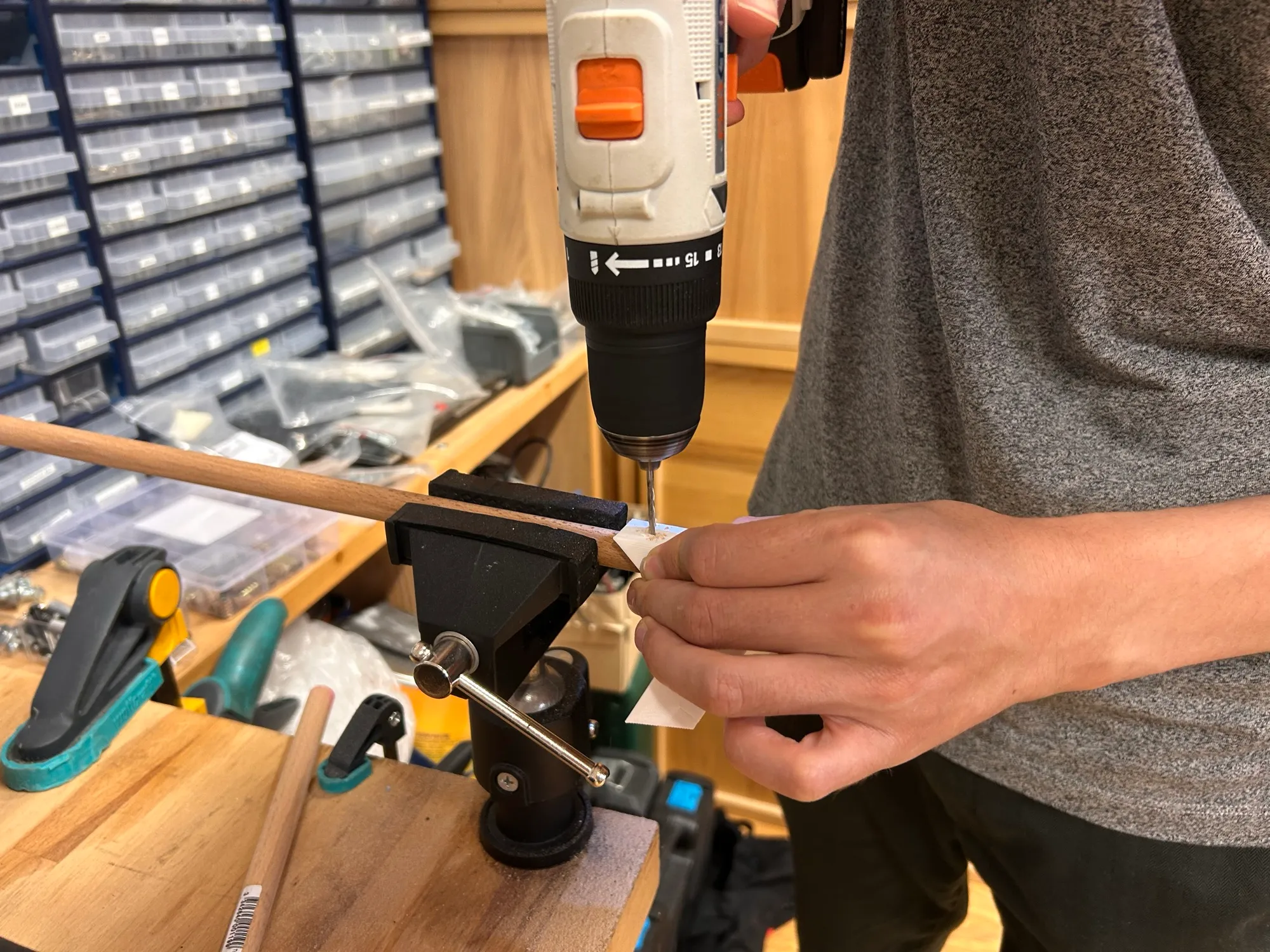 Drilling the connectors.