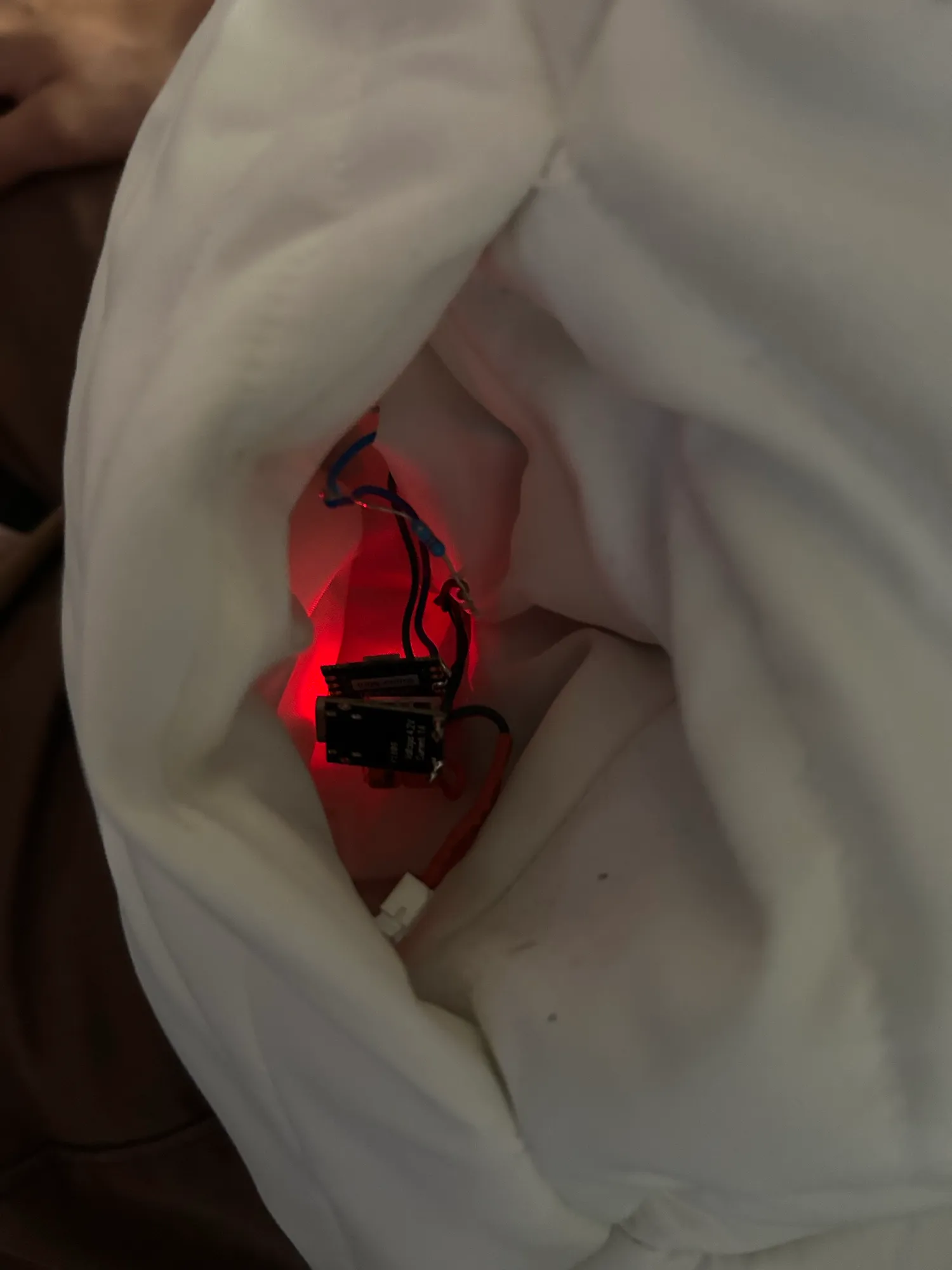 Inside the pocket.