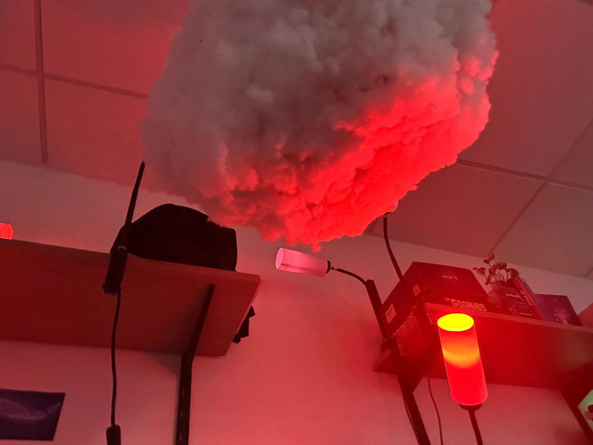 The cotton prototype lit from outside.